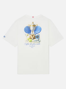 Camiseta oversize de algodón blanco Delmar con estampado de pádel en la espalda 