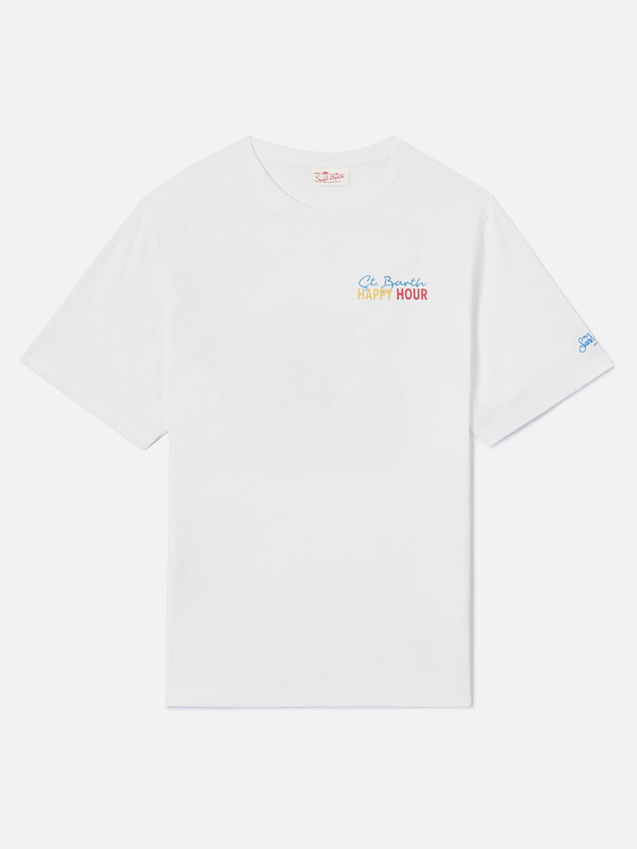 Delmar t-shirt with St. Barth Happy Hour print and maxi graphic on the back