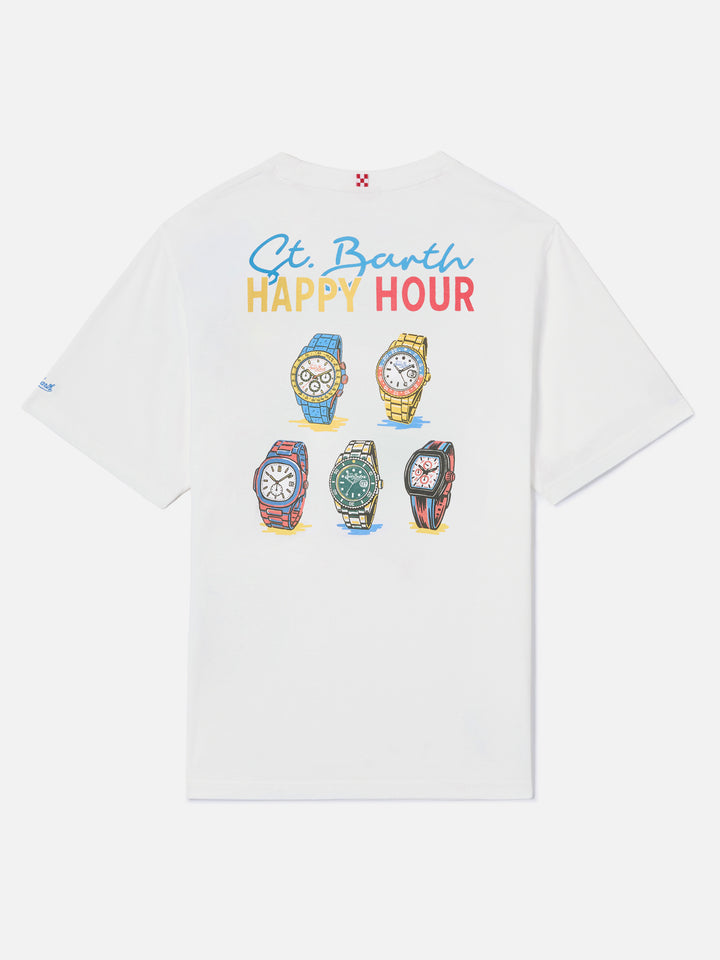 Delmar t-shirt with St. Barth Happy Hour print and maxi graphic on the back