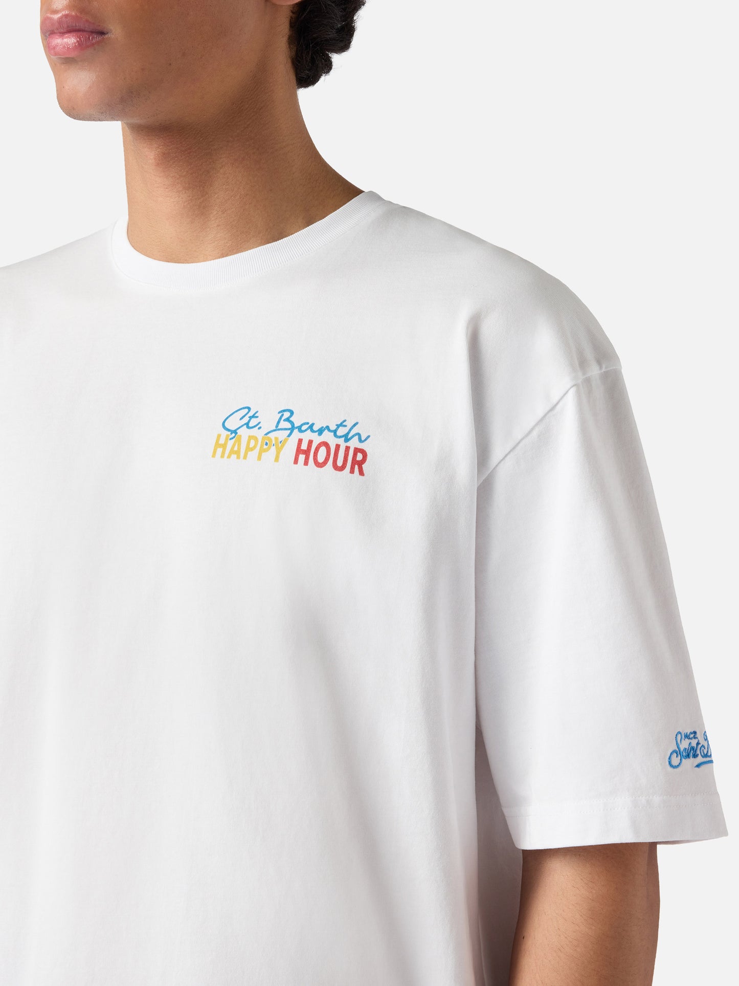 T-shirt Delmar avec imprimé St. Barth Happy Hour et maxi visuel dans le dos 