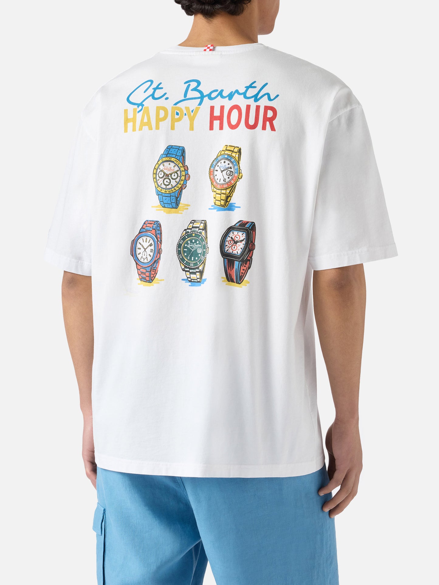 T-shirt Delmar avec imprimé St. Barth Happy Hour et maxi visuel dans le dos 