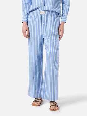 Light blue striped Doha poplin trousers