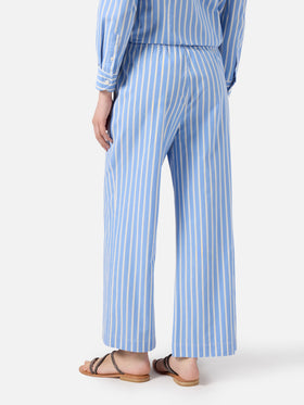 Light blue striped Doha poplin trousers