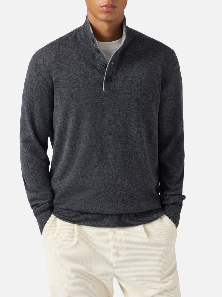 Anthracite merinocash half-zip sweater Dorian