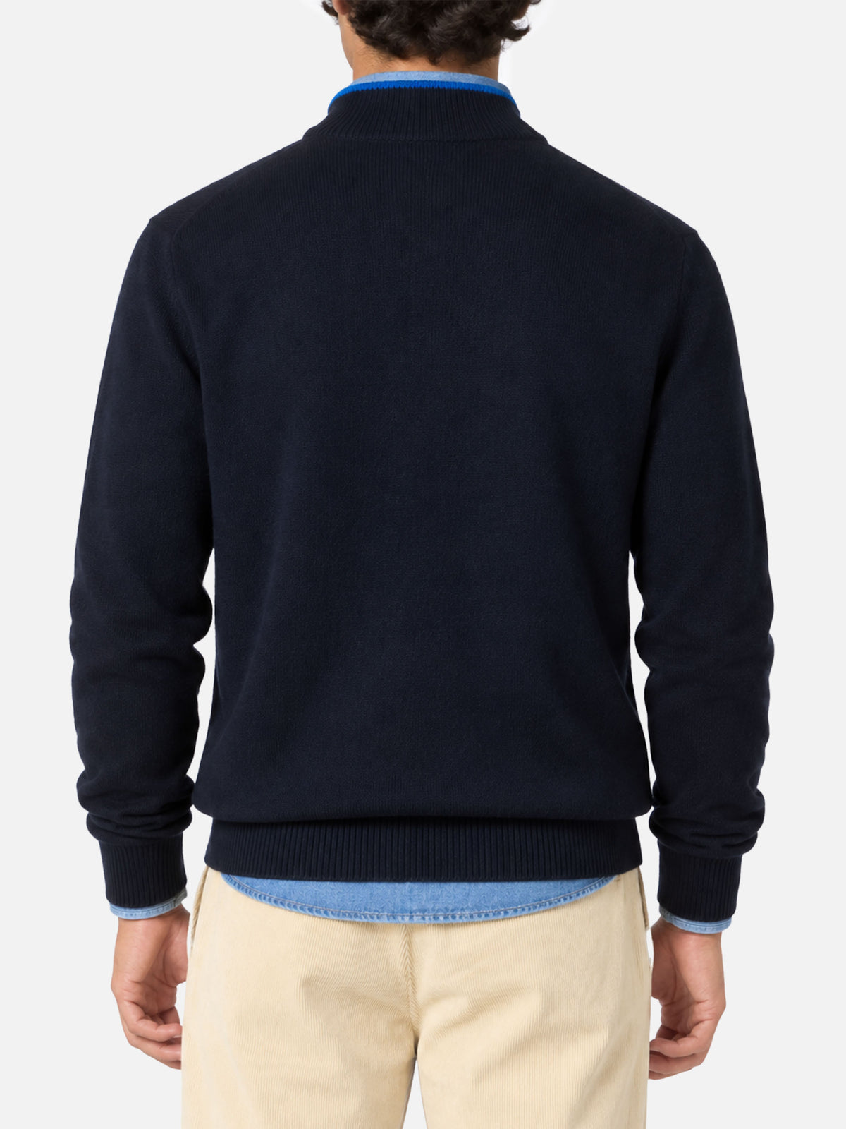 Jersey polo azul marino en BLENDED CASHMERE 