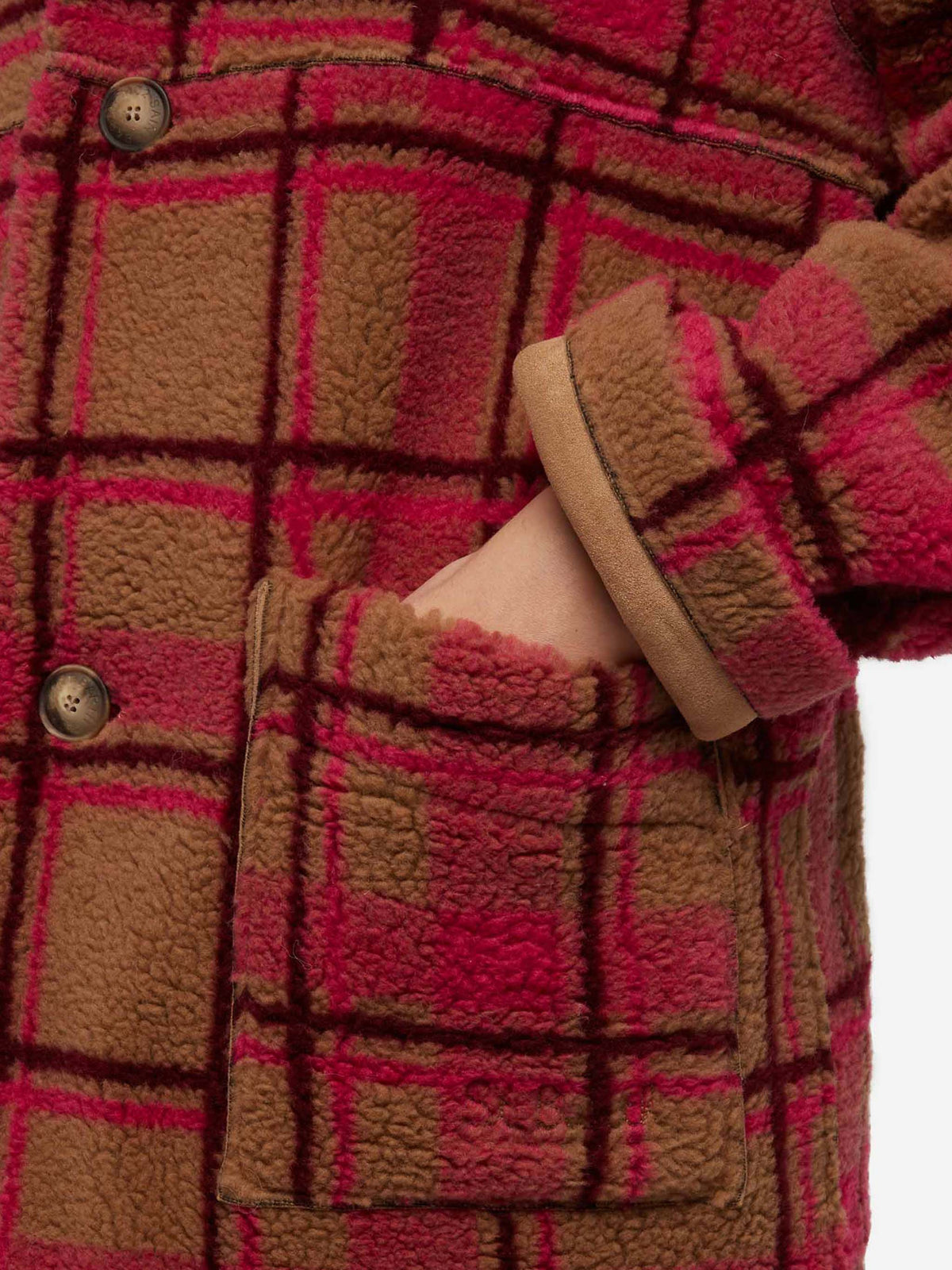 Dorys wendbare Jacke mit Shearling-Effekt im Tartan-Design 