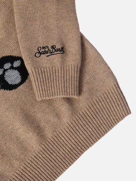 Girocollo Douglas in misto cashmere con patch Panda Trudi | TRUDI SPECIAL EDITION