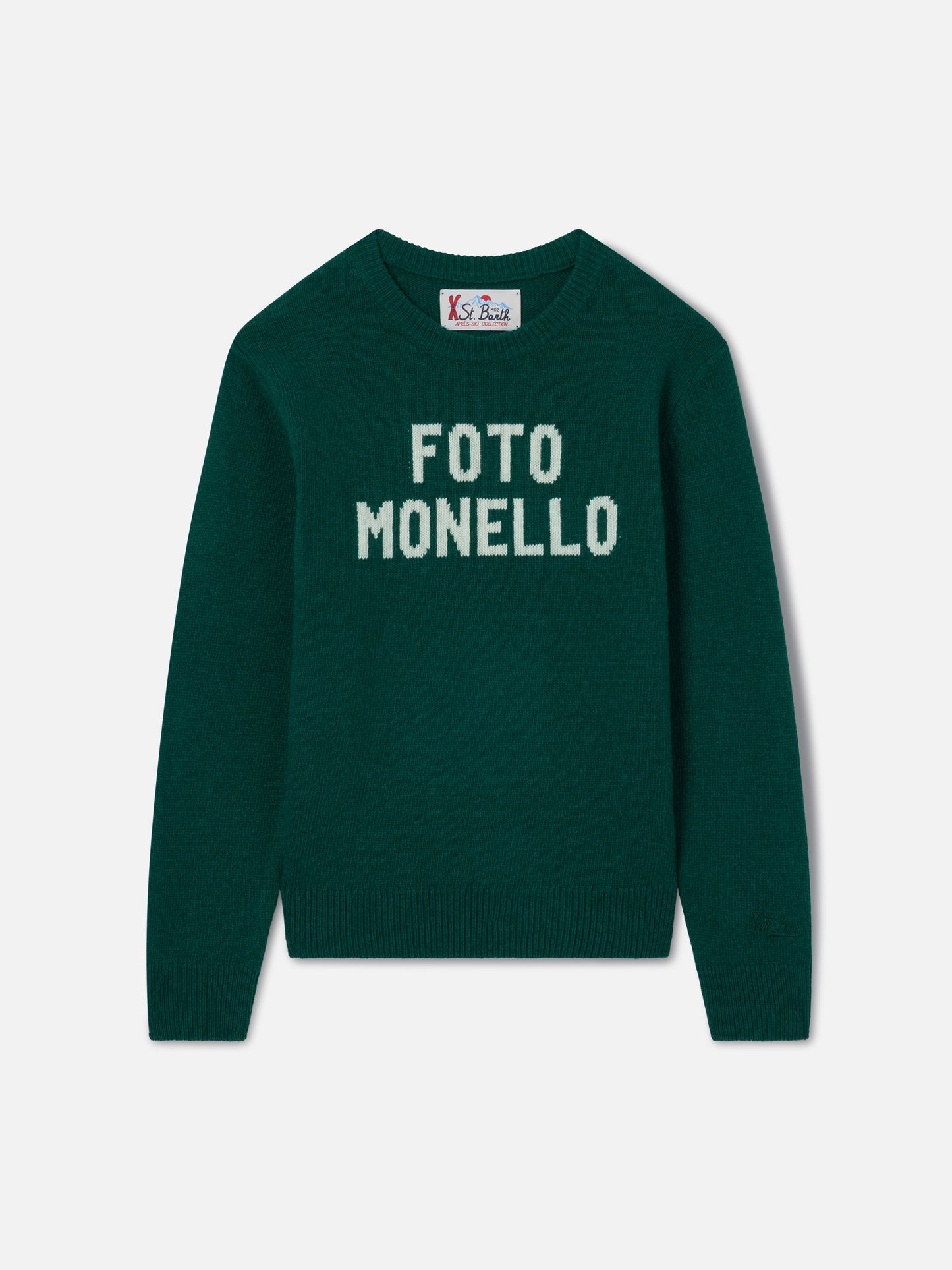 Douglas crewneck knitwear in forest green with Foto Monello lettering