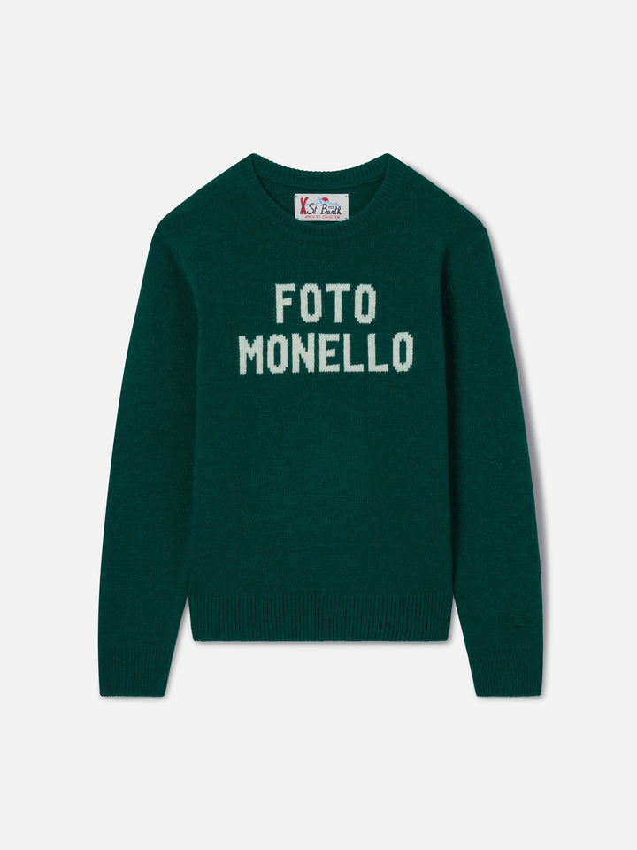 Douglas crewneck knitwear in forest green with Foto Monello lettering