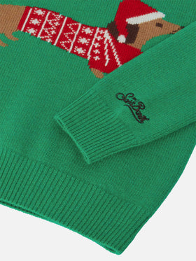 Douglas-Rundhalsausschnitt mit Weihnachtshund-Jacquardmuster