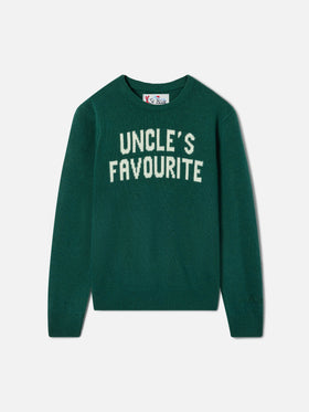 Jersey de punto verde con cuello redondo Douglas con intarsia Uncle's Favourite 