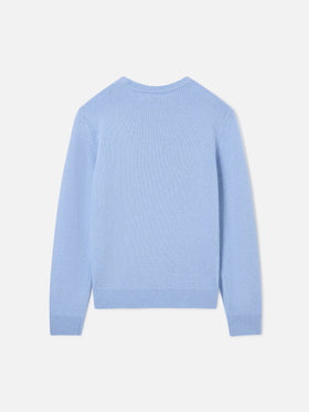 Leichter blue Douglas Rundhalsstrick mit Bello E Monello-Intarsie 