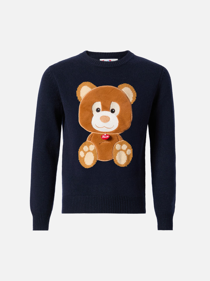 Crewneck Douglas in cashmere blend with Orso Trudi patch | TRUDI SPECIAL EDITION