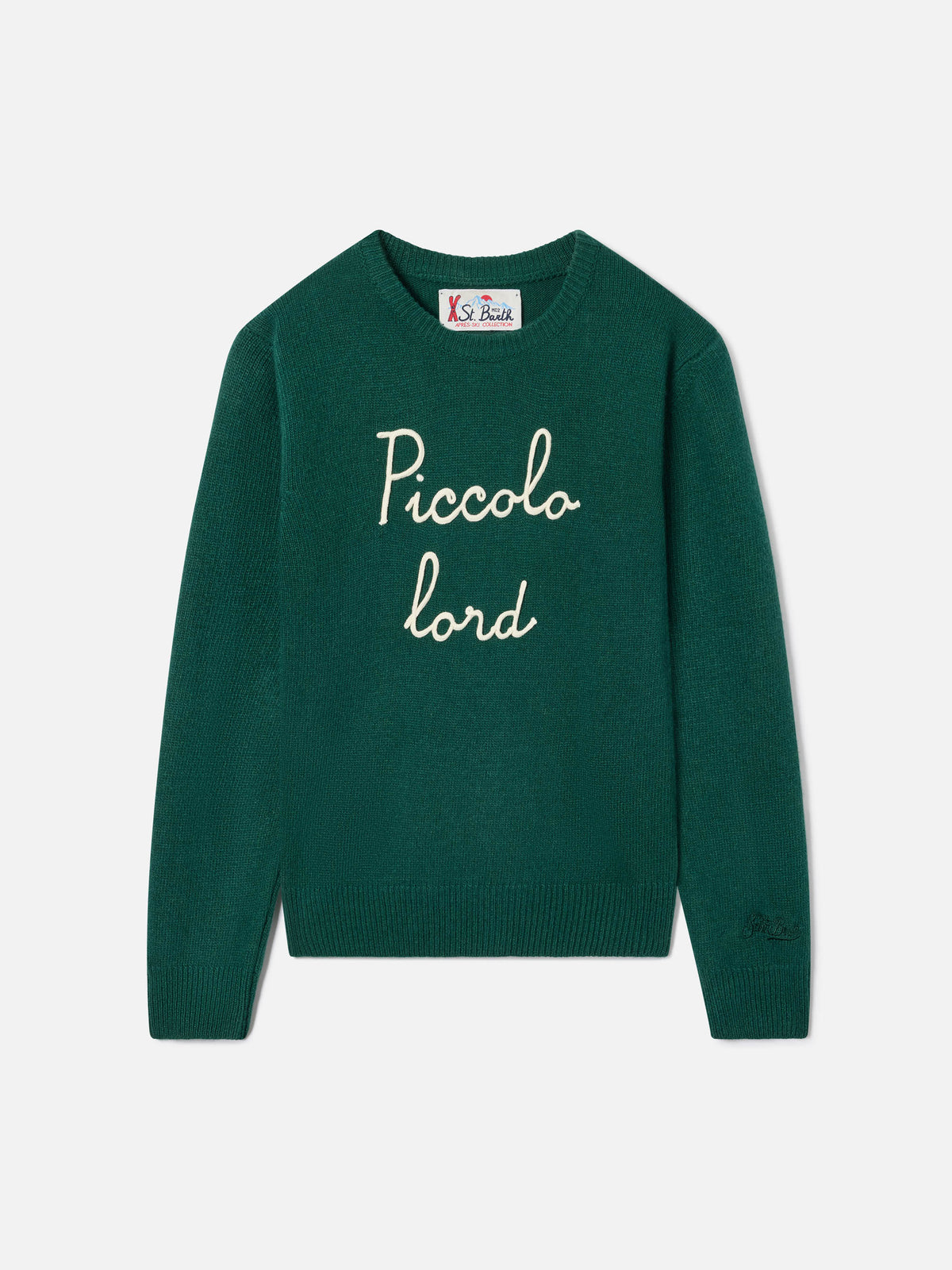 Grüner Rundhals-Strickpullover Douglas mit Piccolo Lord-Stickerei 