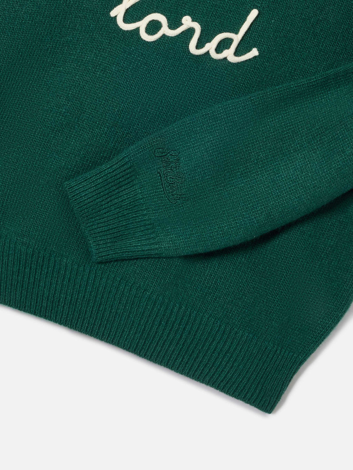 Grüner Rundhals-Strickpullover Douglas mit Piccolo Lord-Stickerei 