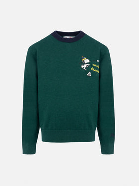 Boy green crewneck sweater Douglas Light with Snoopy snowball embroidery | SNOOPY PEANUTS SPECIAL EDITION - MC2 Saint Barth