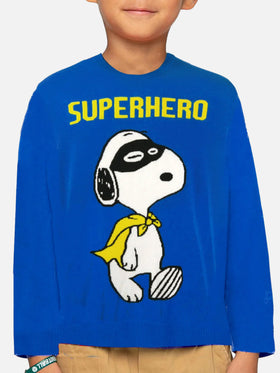 Maglione da bambino blu stampa Snoopy Superhero | SNOOPY - EDIZIONE SPECIALE PEANUTS™
