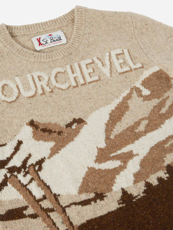 Crewneck Douglas with Courchevel postcard jacquard