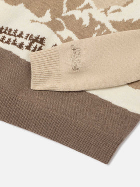 Pull col rond en maille beige Douglas avec intarsia Cortina 