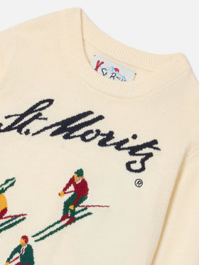 Cream Douglas crewneck knit with St. Moritz intarsia | Special edition