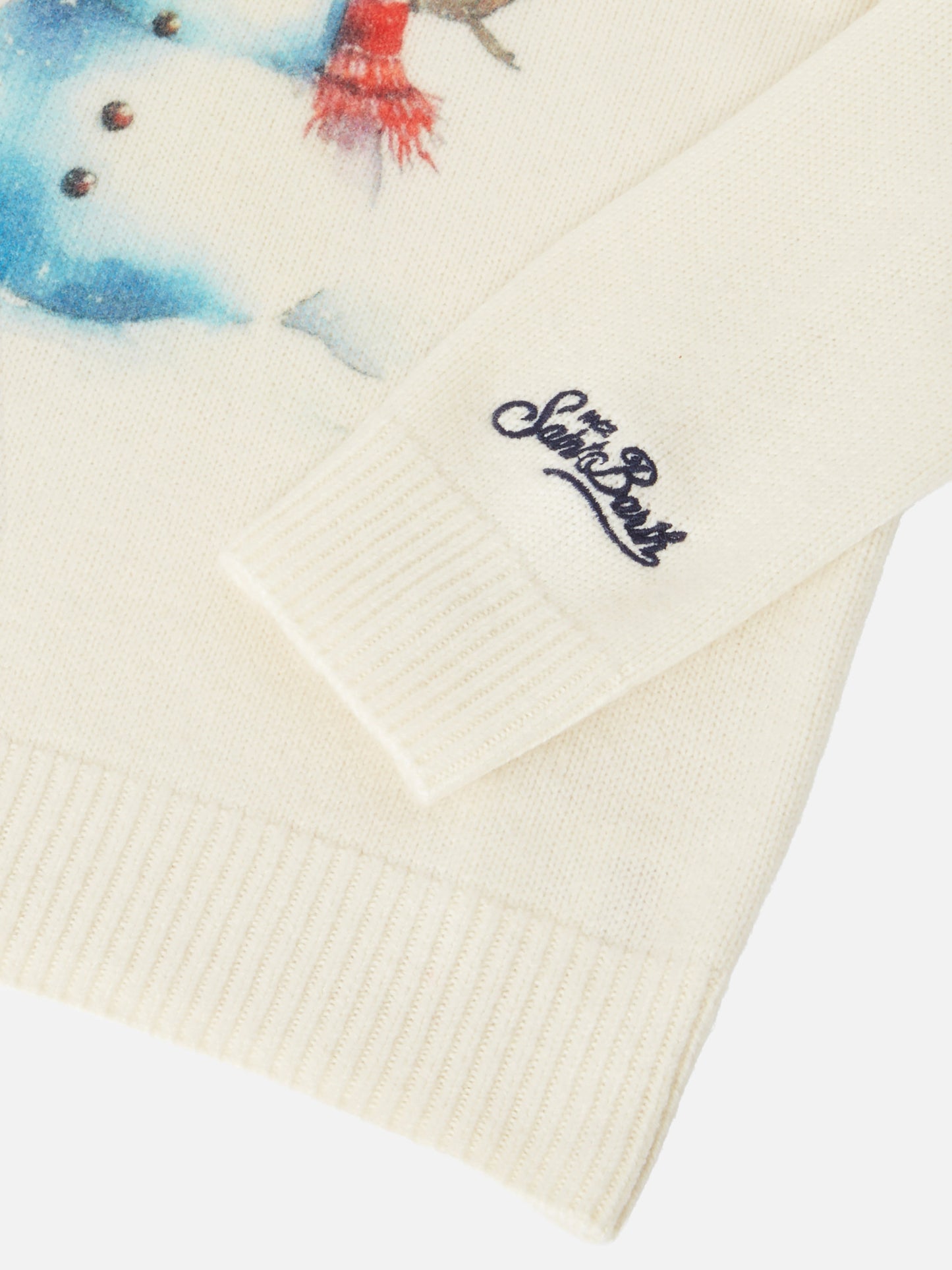 Weißer Douglas-Rundhalspullover mit „Let it snow“-Stickerei