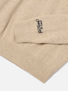 Pull ras-du-cou en mélange de coton et laine vierge beige Douglas avec intarsia Sciupa Femmine 