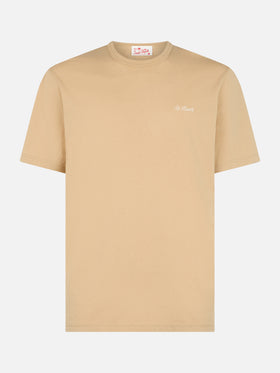 Man beige cotton jersey t-shirt Dover with St. Barth embroidery - MC2 Saint Barth