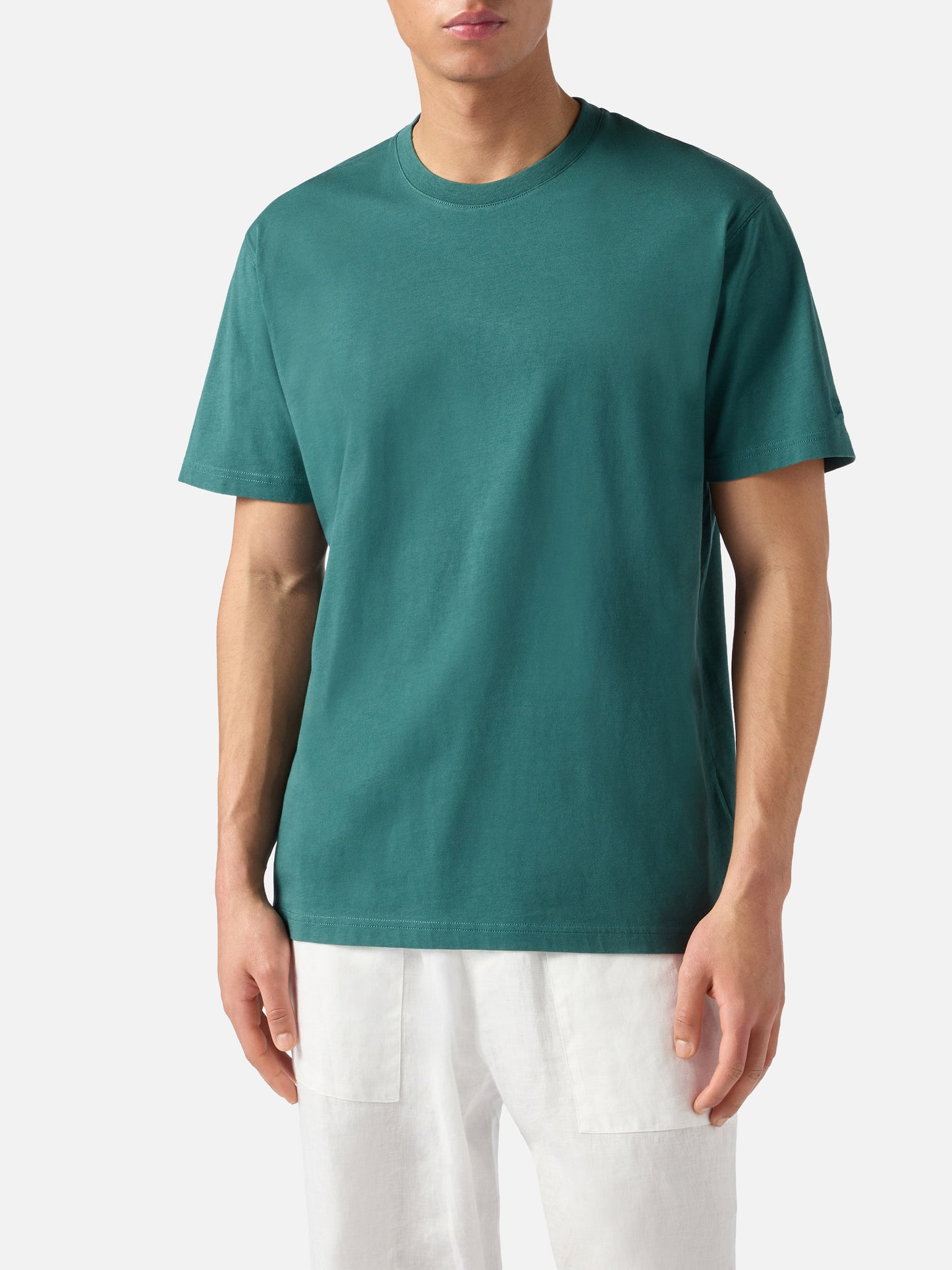 T-shirt Dover verde in cotone con ricamo logo