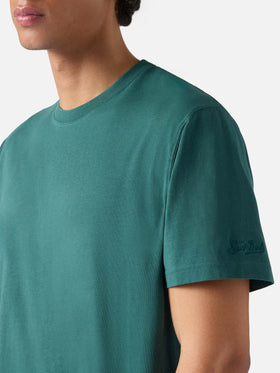 T-shirt Dover verde in cotone con ricamo logo