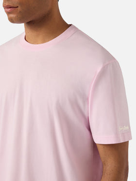 T-shirt Dover rosa in cotone con ricamo logo