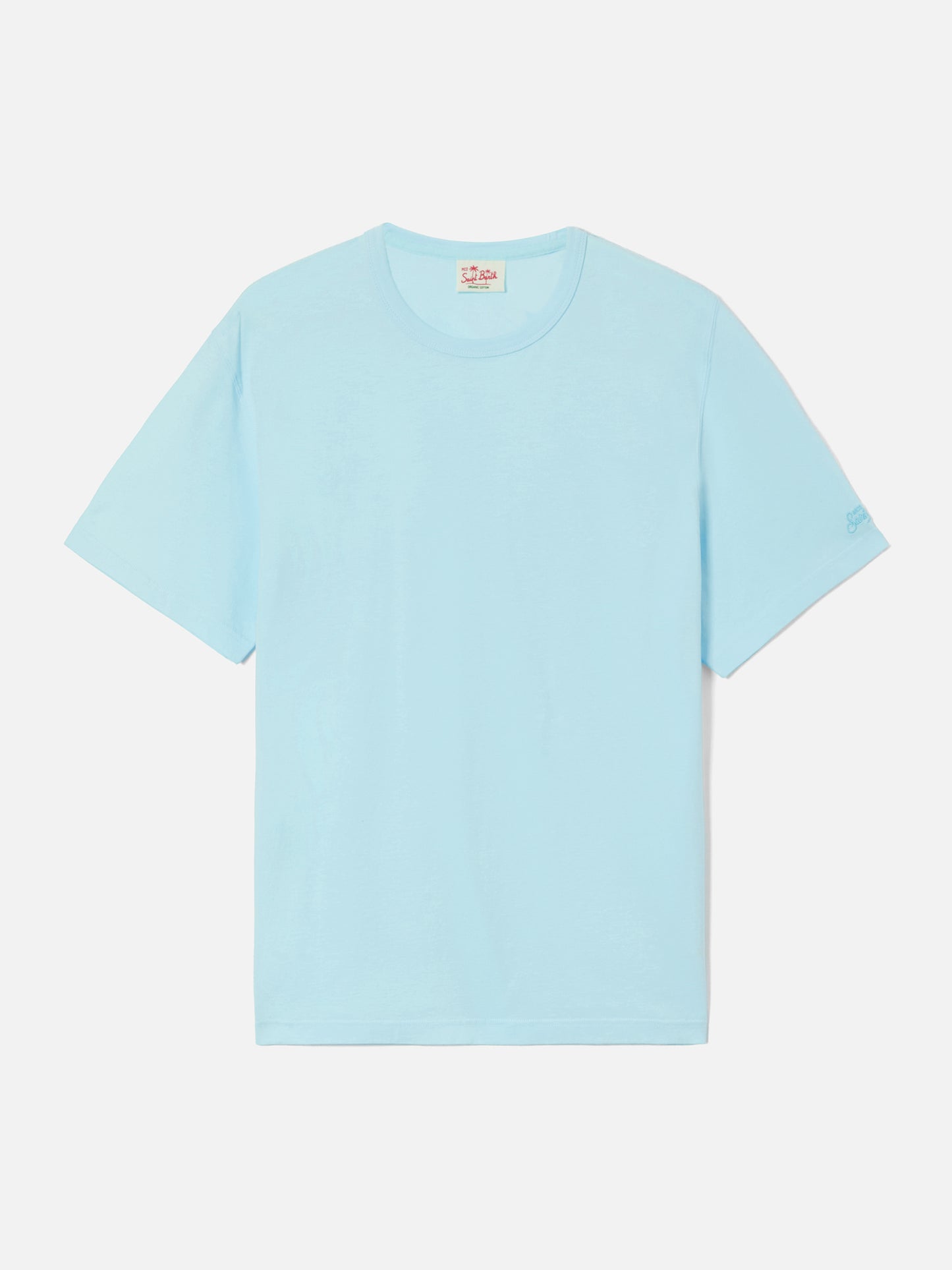 Aqua green Dover cotton t-shirt with logo embroidery