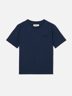 Navy blue Dover Jr t-shirt in pure cotton with embroidered logo