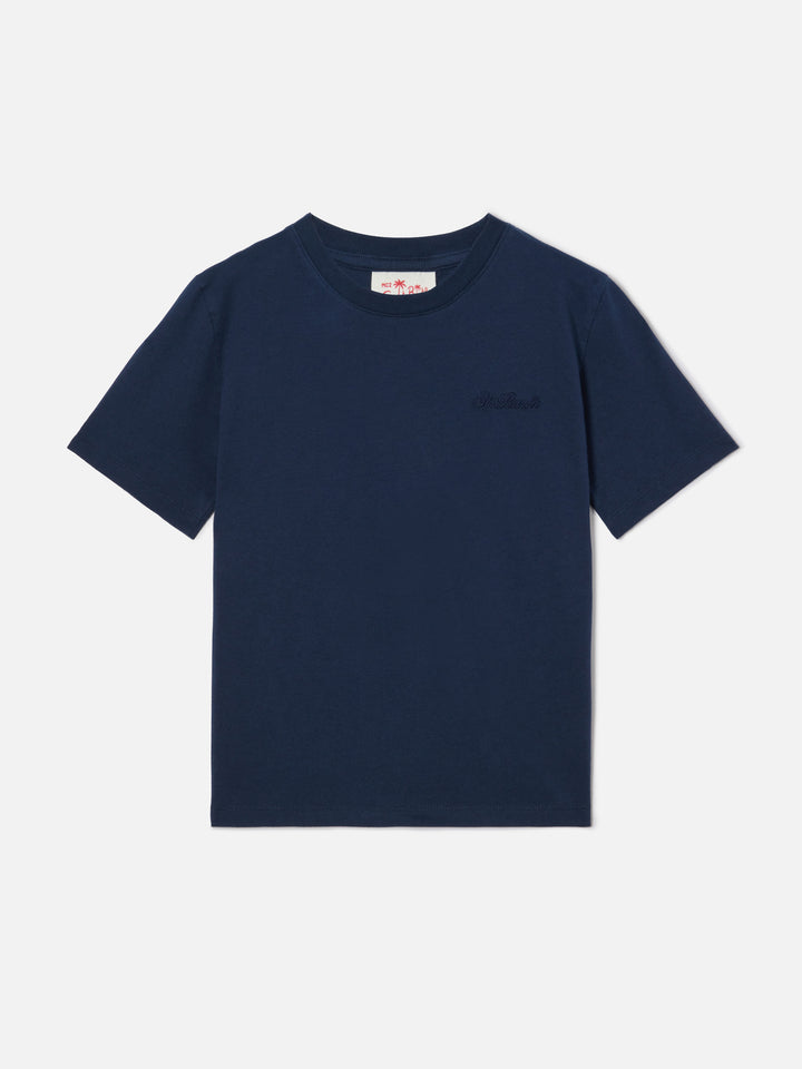 Navy blue Dover Jr t-shirt in pure cotton with embroidered logo