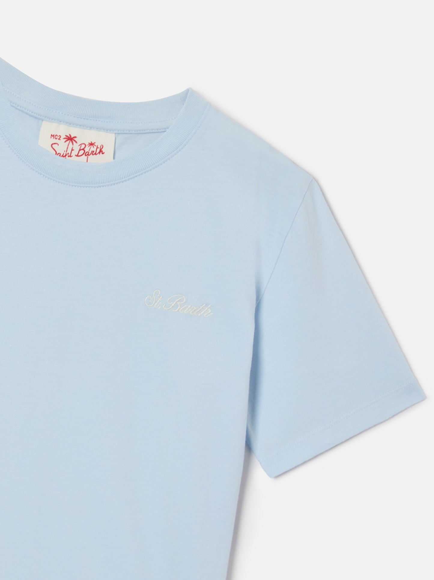T-shirt Dover Jr bleu clair en pur coton avec logo brodé 