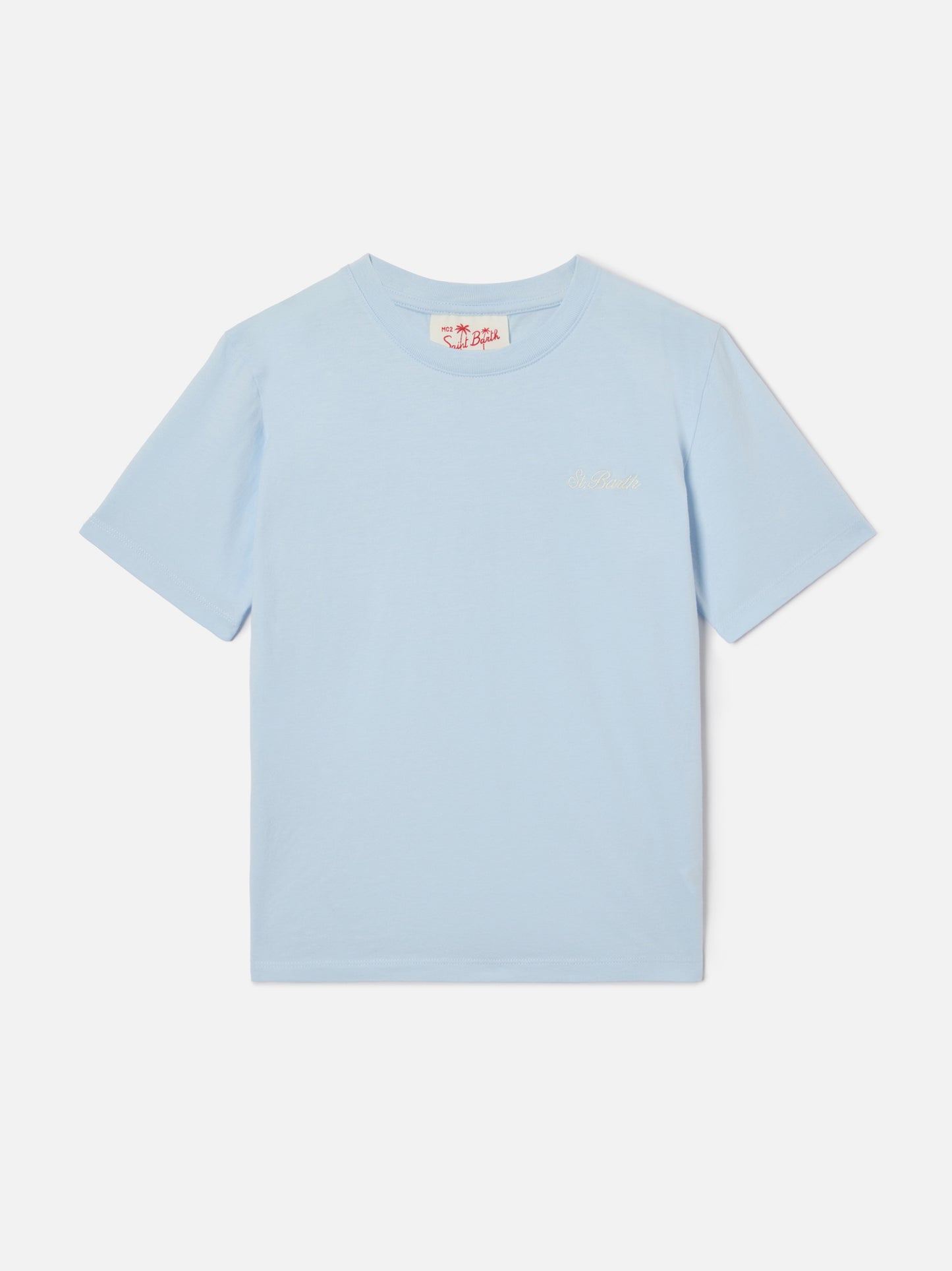 T-shirt Dover Jr bleu clair en pur coton avec logo brodé 