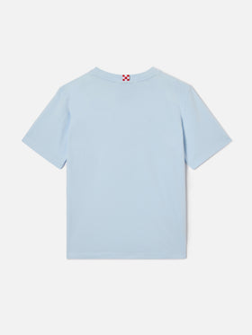 T-shirt Dover Jr bleu clair en pur coton avec logo brodé 