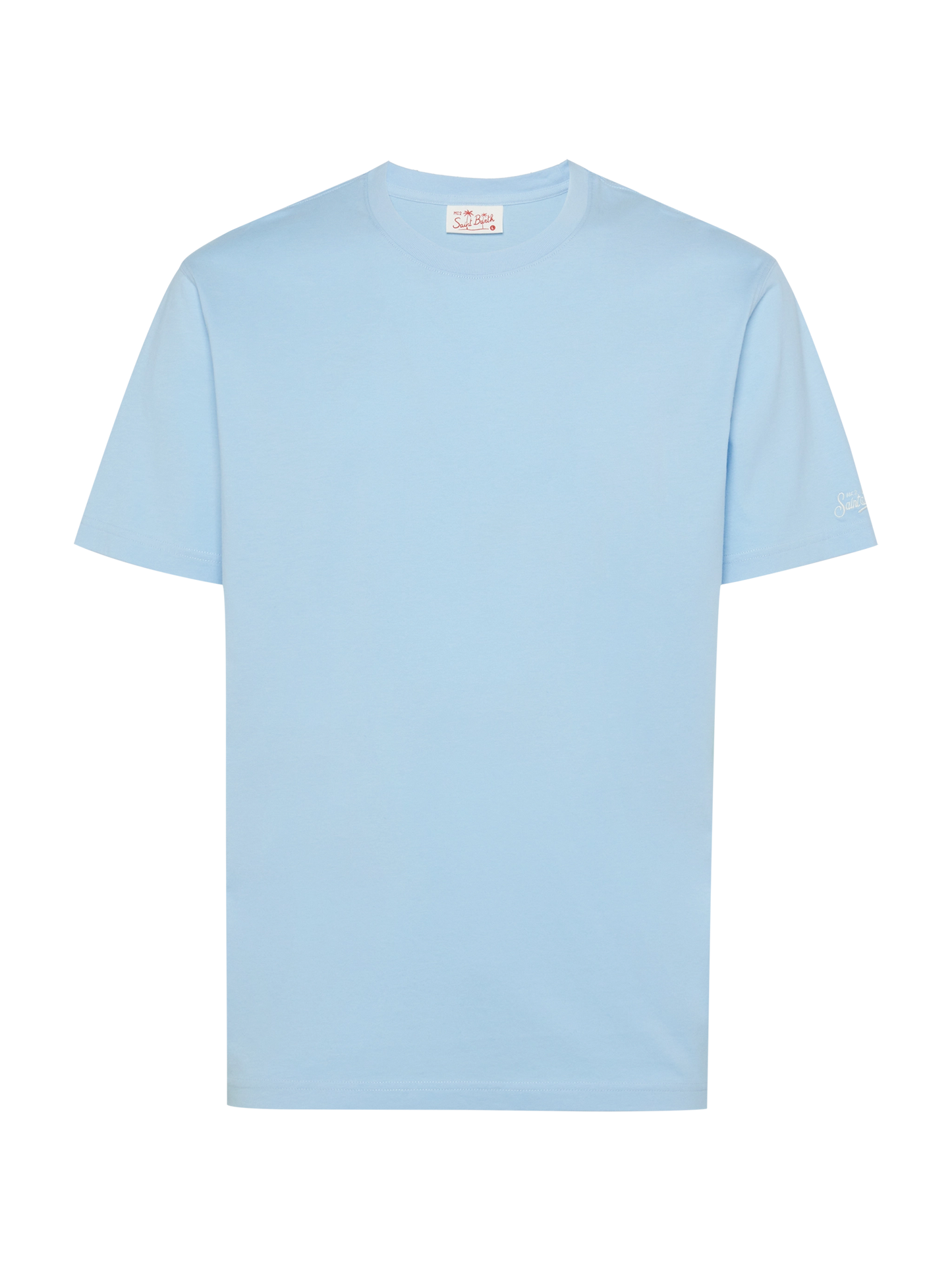 Tshirt Dover in jersey di cotone azzurro chiaro con ricamo St. Barth