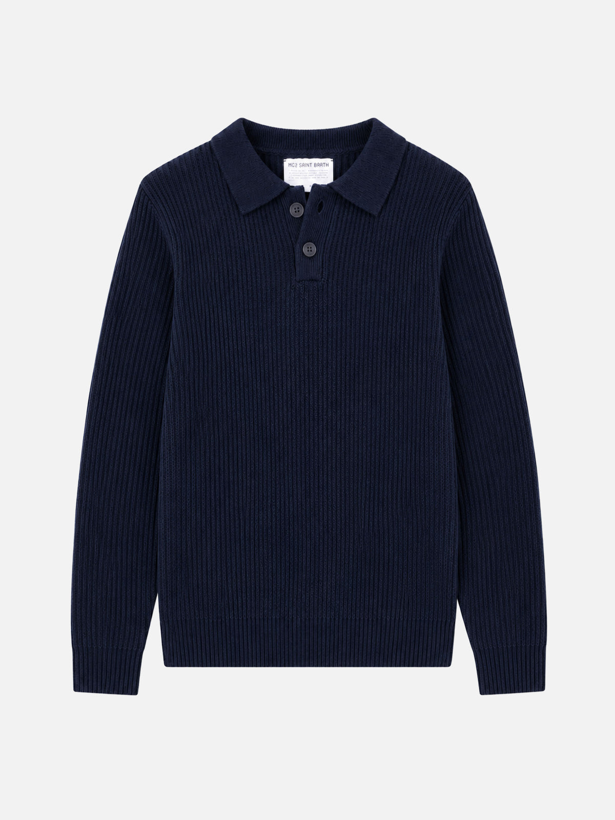 Navy blue Downing ribbed polo sweater