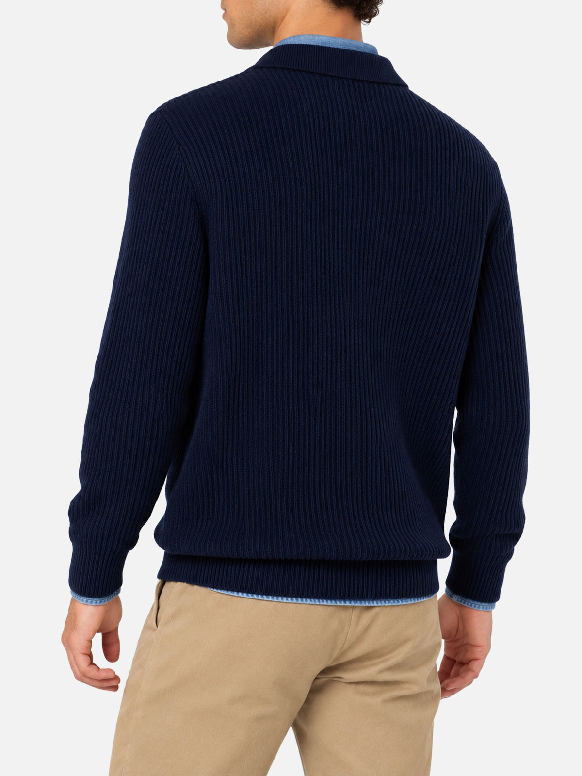 Navy blue Downing ribbed polo sweater