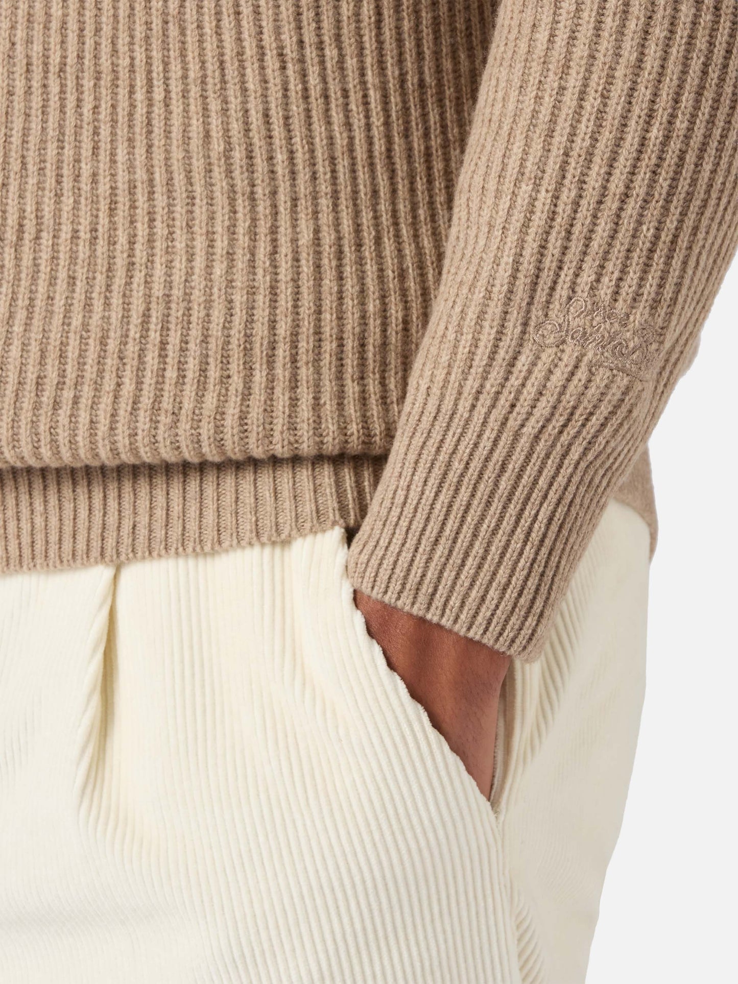 Khaki knit polo Downing in 100% WOOL