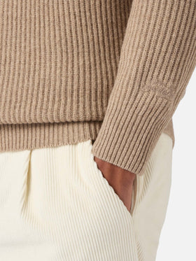 Khaki knit polo Downing in 100% WOOL