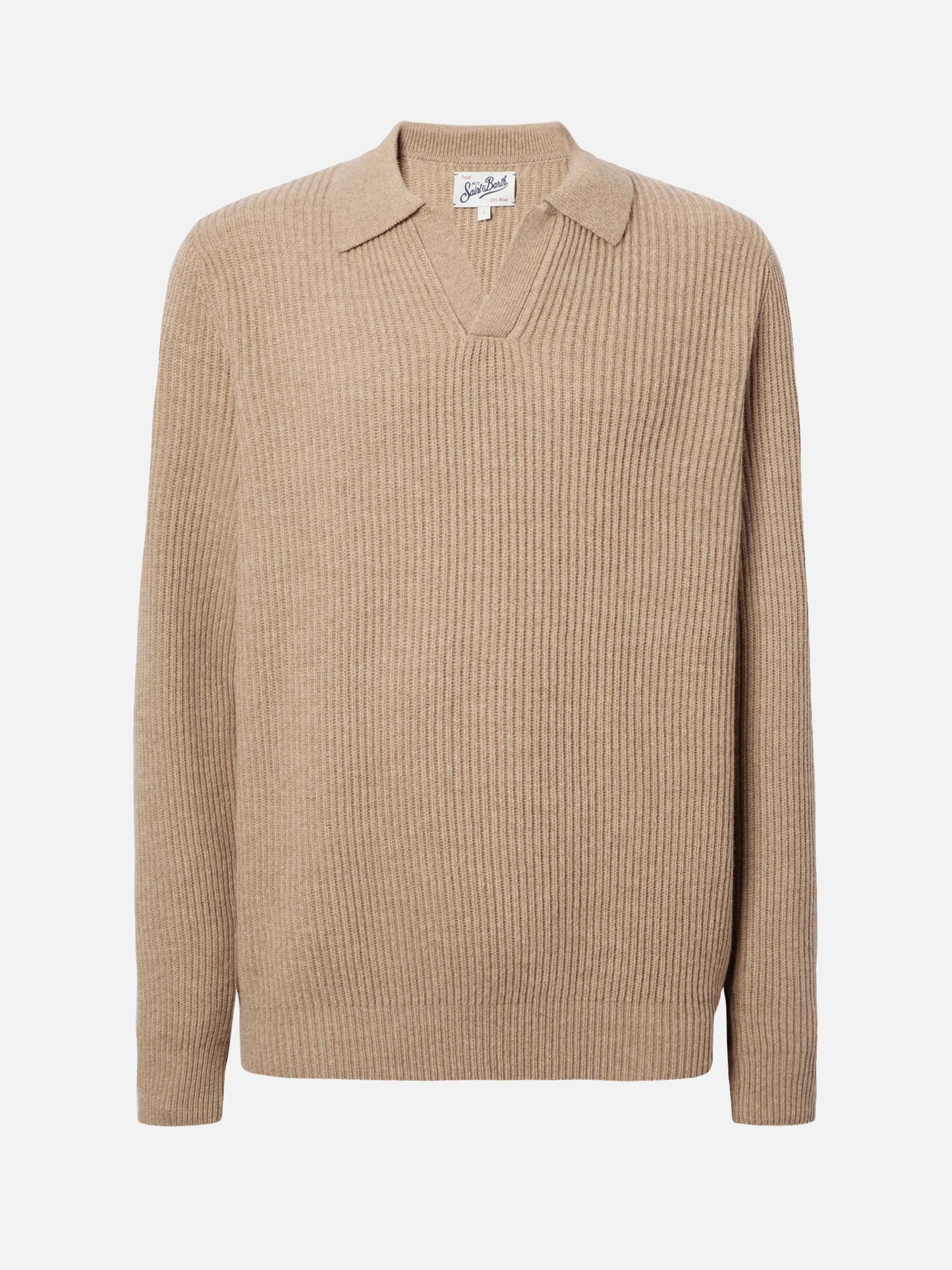 Khaki knit polo Downing in 100% WOOL