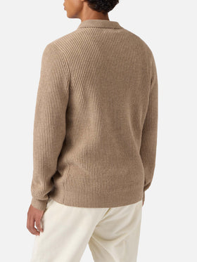 Khaki knit polo Downing in 100% WOOL