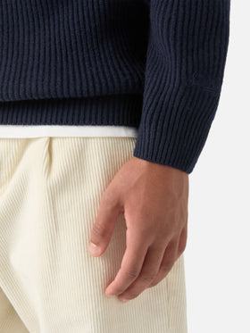 Navy blue Downing wool ribbed knit polo