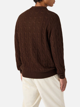 Brown wool knit polo Downing