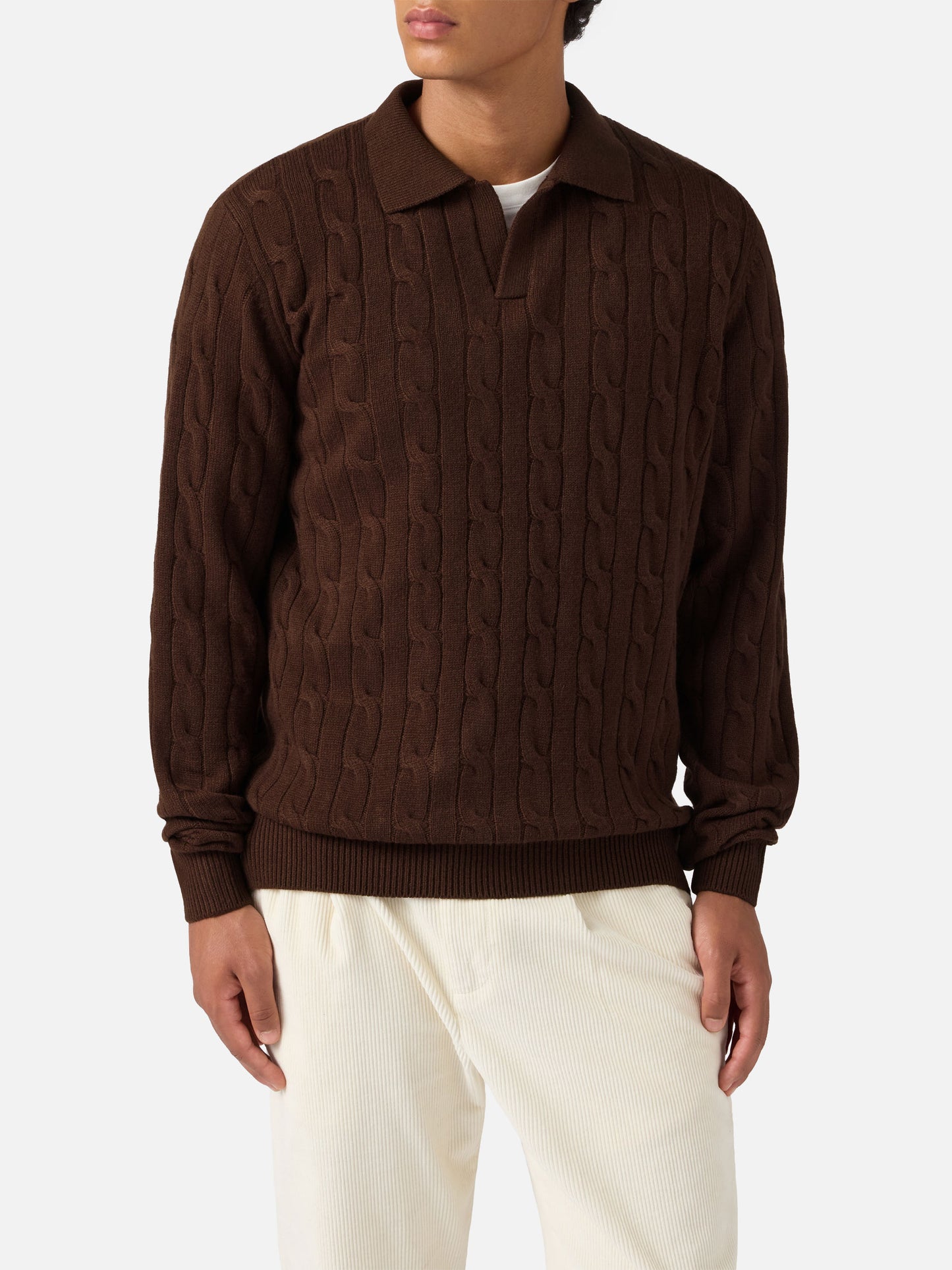 Brown wool knit polo Downing