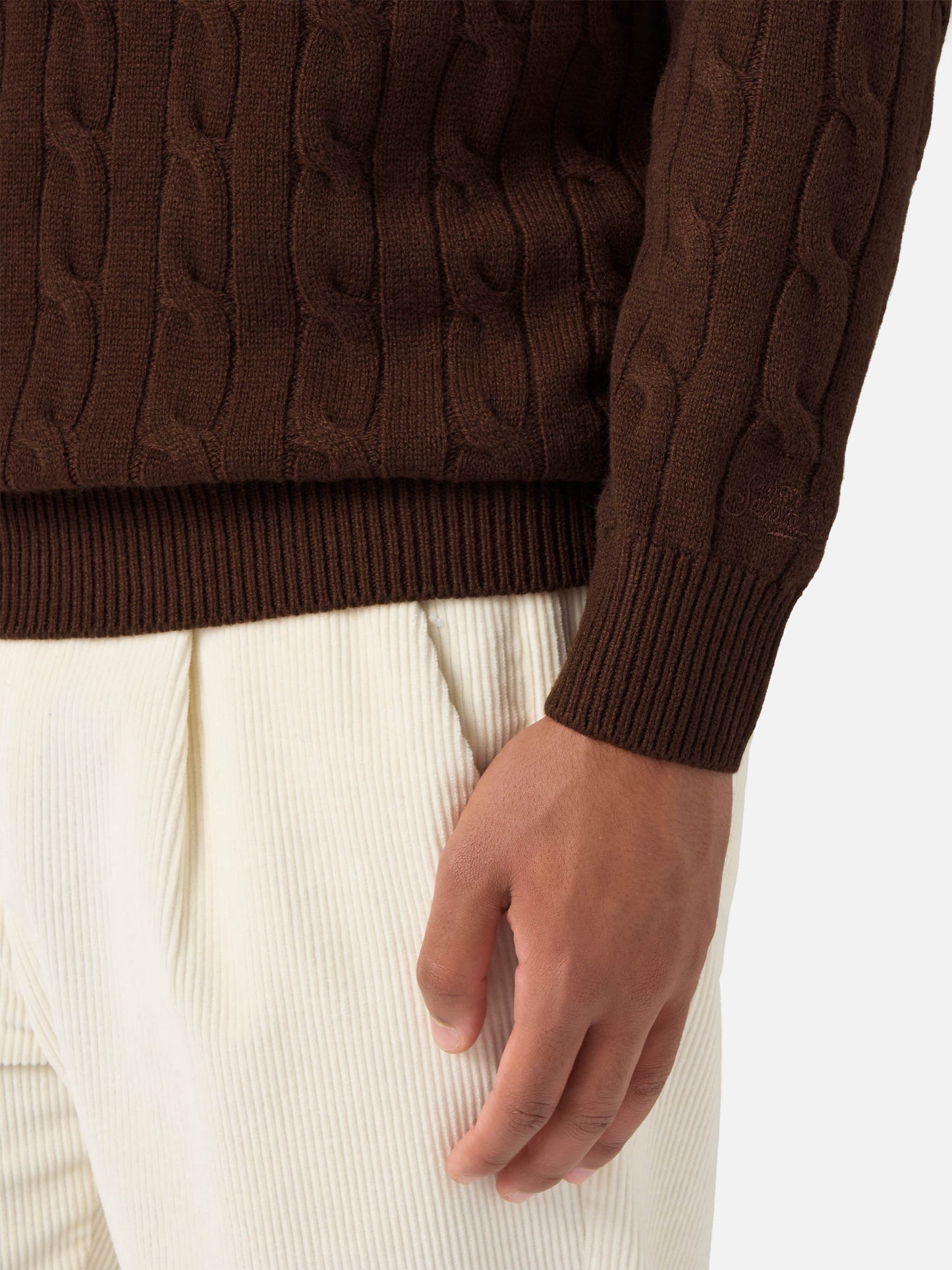 Brown wool knit polo Downing