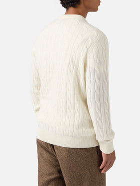 Polo in maglia Downing in lana bianco