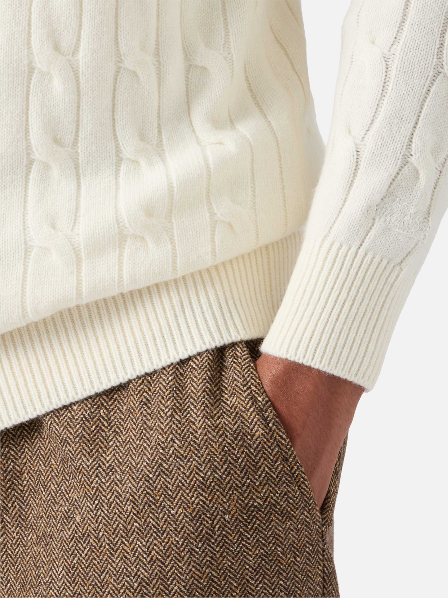 White wool knit polo Downing