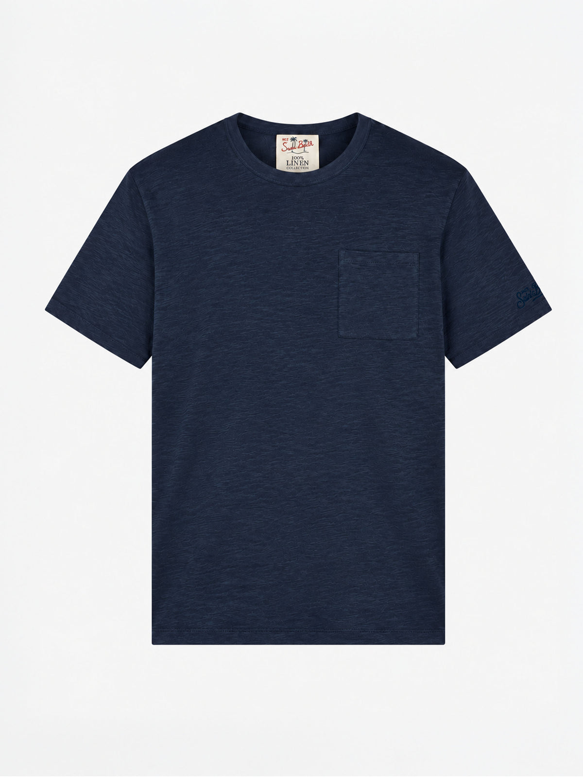 T-shirt blu navy in lino Ecstasea con taschino